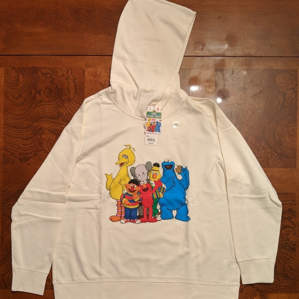 Kaws X Sesame Street Hooded Sweatshirt (Off White)